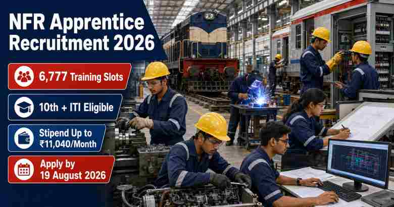 Northeast Frontier Railway Apprentice Recruitment 2026 for 6,777 ITI and technical training vacancies