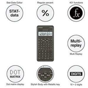 Casio FX-100MS 2nd Gen Non-Programmable Scientific Calculator, 300 Functions, and 2-line Display