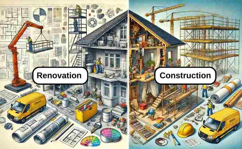 Comparison of renovation and construction processes