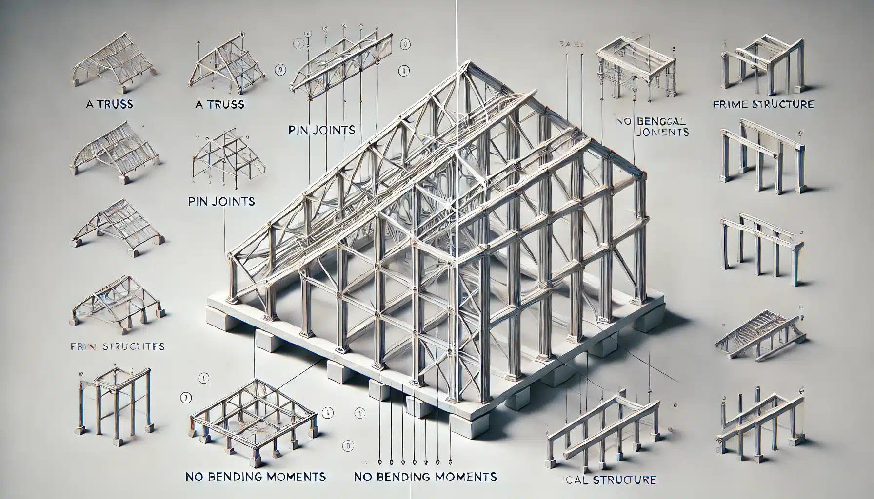  Split-Image Depiction showing the key differences between a Truss and a Frame