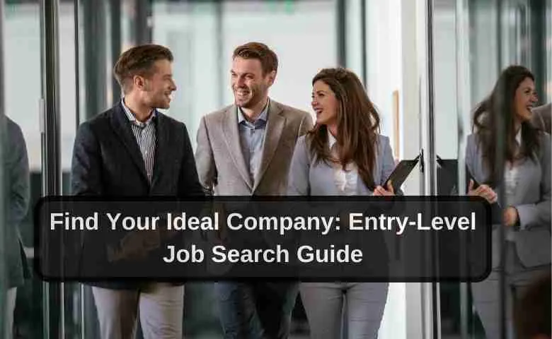 Job seeker exploring a map with a magnifying glass, symbolizing the search for their ideal company in an entry-level job search guide