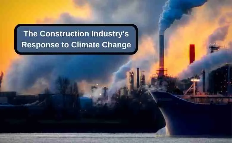 Conceptual image of a cityscape with greenery, representing the construction industry's response to climate change.