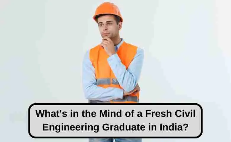 A young Indian civil engineering graduate, holding blueprints and looking forward confidently.