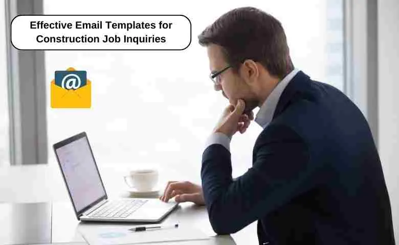 Construction professional drafting an email on a laptop.