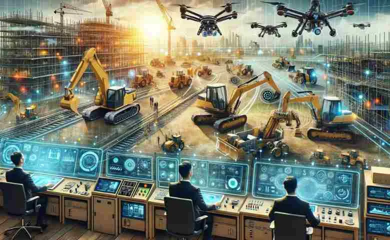 Construction site showcasing advanced machinery and technology