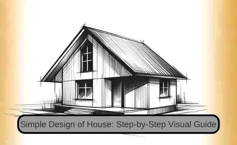 Sketch of a simple house design with basic shapes and roof detailing