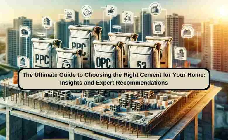 Informative illustration showing different types of cement and their applications in home construction