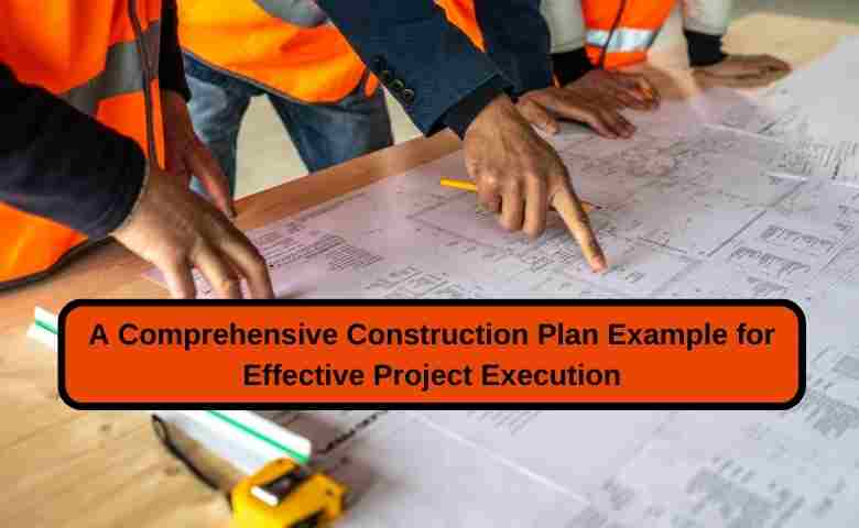 Construction project plan on a table with tools and blueprints