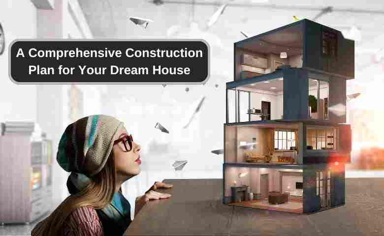 Blueprint of a house with construction planning tools