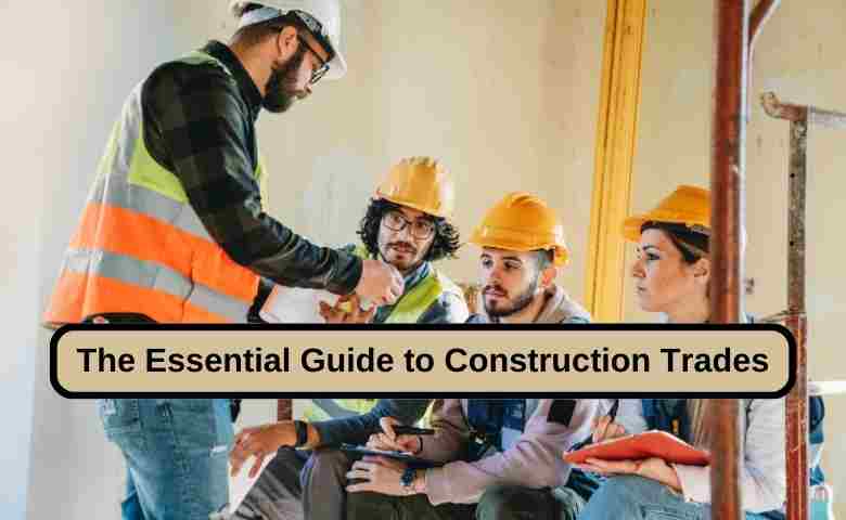 Various construction trades at work on a building site