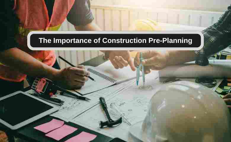 Construction project pre-planning blueprint with notes