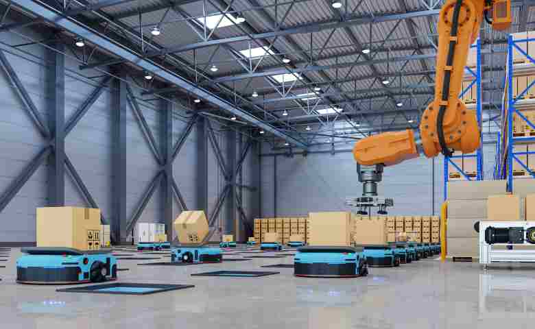 Modern warehouse with automated inventory system