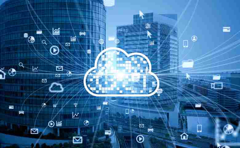 Cloud-based construction management software on a computer