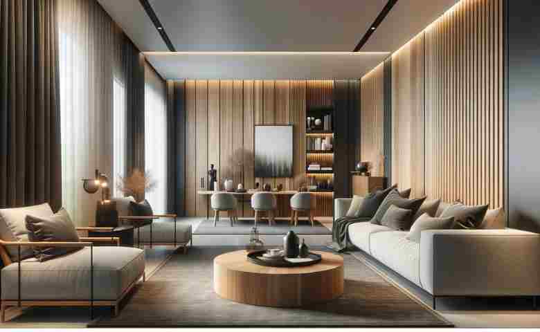 WPC wall panels in a modern living room setting