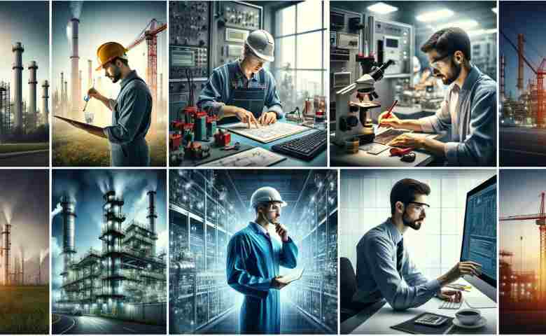 Infographic summarizing types of engineering disciplines