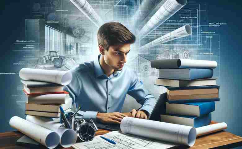 Civil engineering student studying specialized subjects for career growth.