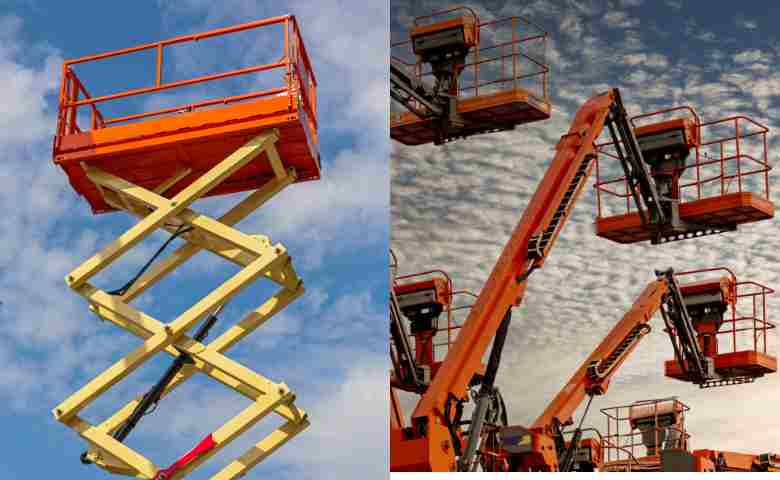 Scissor Lift and Articulating Lift in Construction Site