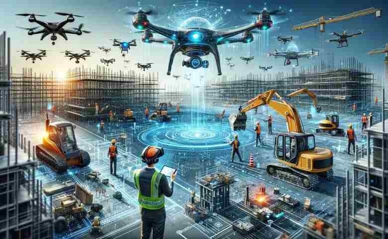 Illustration of a digitally enhanced construction site