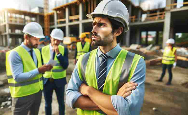 site engineer at construction site in a deep thought.