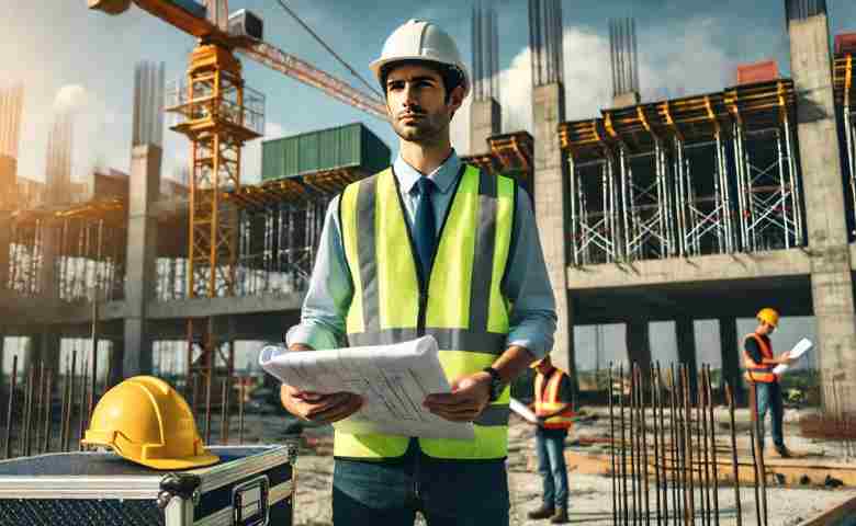 Construction Project Engineer overseeing a construction site