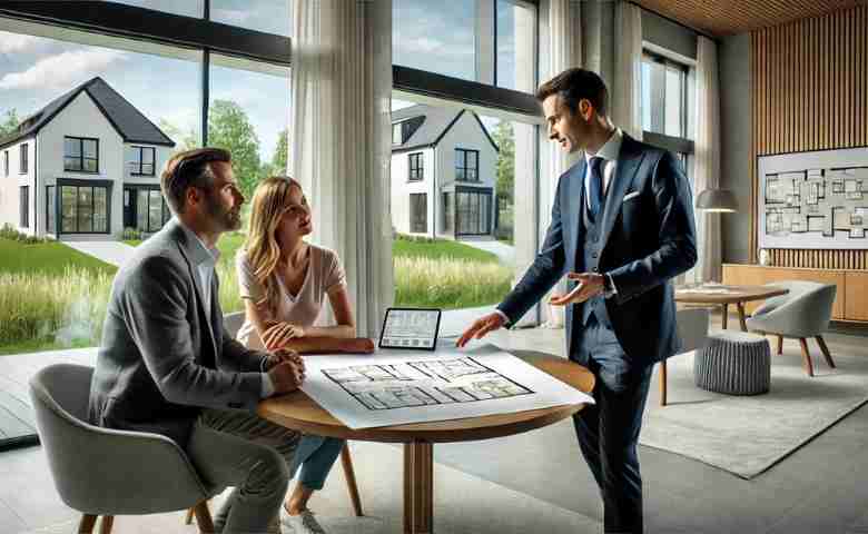 A New Home Sales Consultant guiding clients through the home buying process
