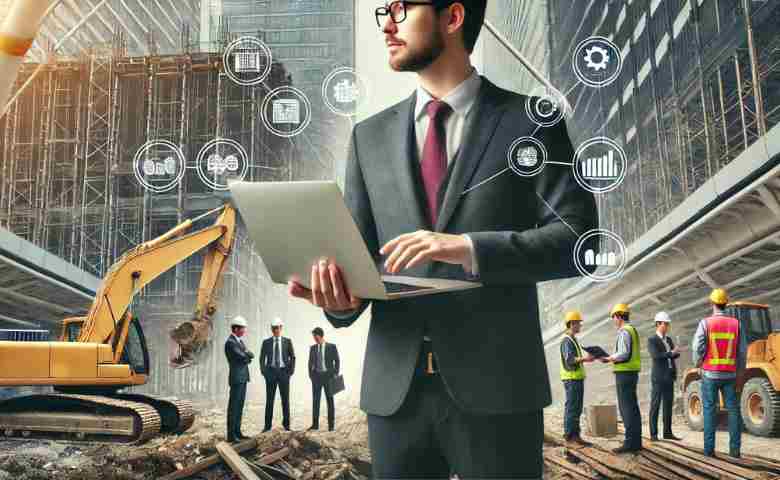 Professional in construction business development presenting a proposal.