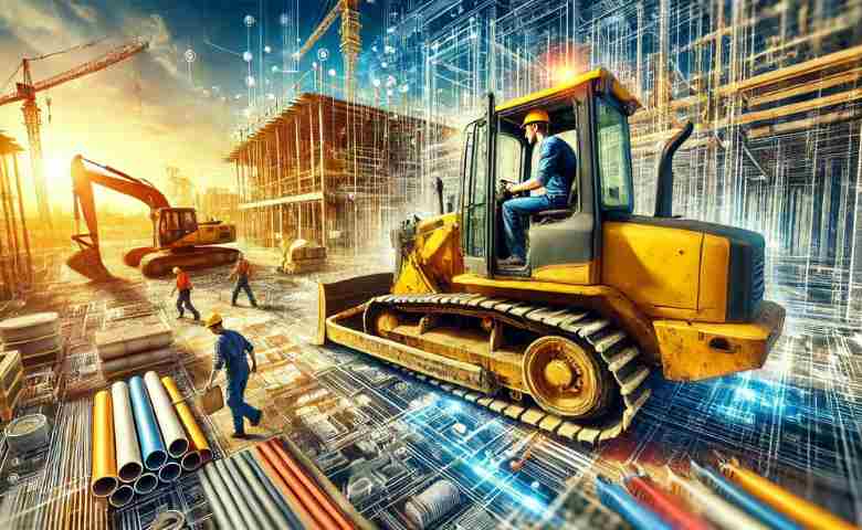 Skilled tradesperson operating a bulldozer on a construction site