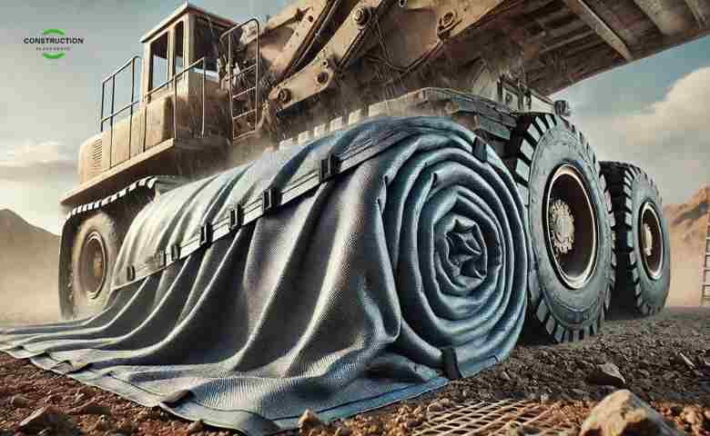 Heavy-duty waterproof tarp covering equipment outdoors