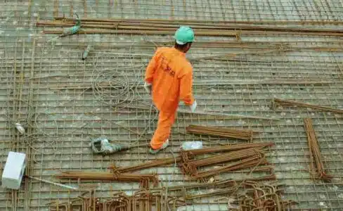 A construction worker working at a construction site.