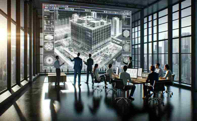 A detailed representation of Building Information Modeling (BIM) standards in a modern construction project.