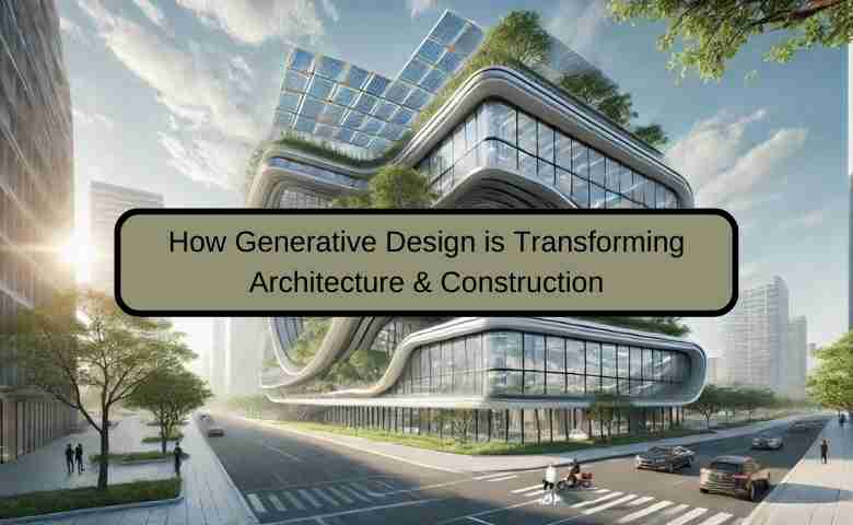 Generative design architecture concept showcasing AI-driven adaptive structures and material optimization.