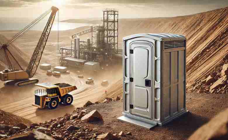 Portable ablutions at a mining construction site, promoting hygiene and sustainability."