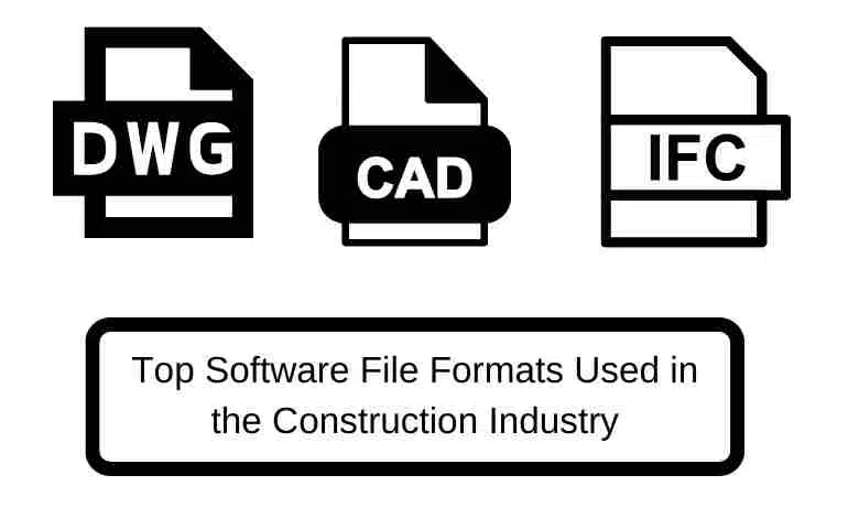 common file formats in the construction industry including CAD, BIM, and project management tools.