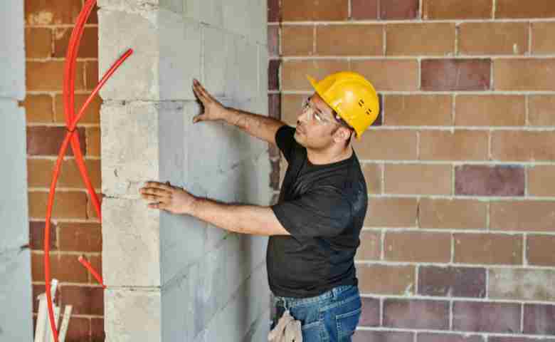 Man in Black T-shirt and Blue Denim Jeans Holding a Concrete Wall
