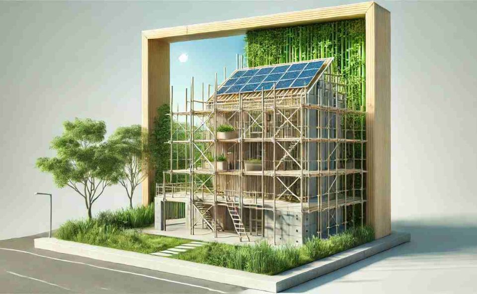 Illustration of sustainable construction practices