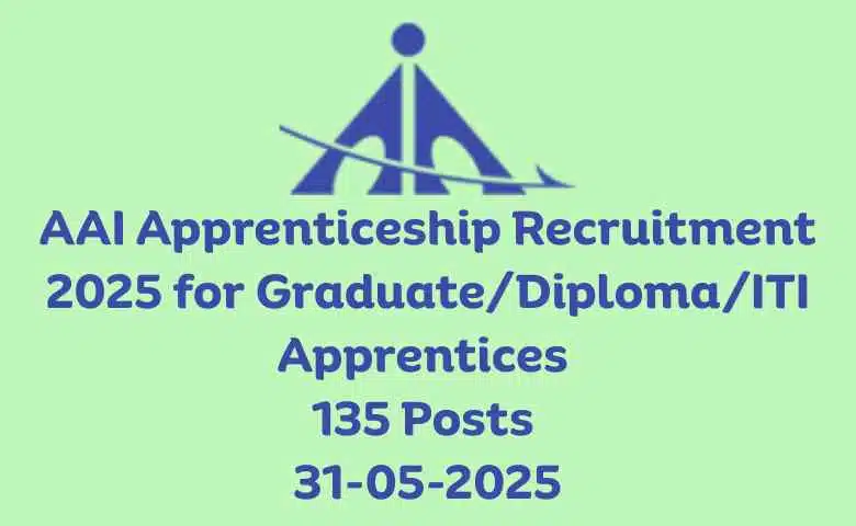 AAI Apprenticeship Recruitment 2025 for GraduateDiplomaITI Apprentices 135 Posts 31-05-2025
