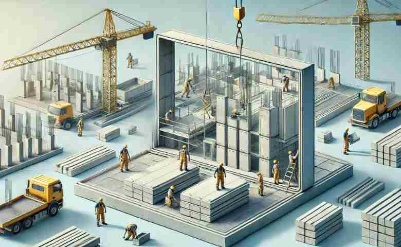 Precast construction systems assembling on a site for faster project delivery.