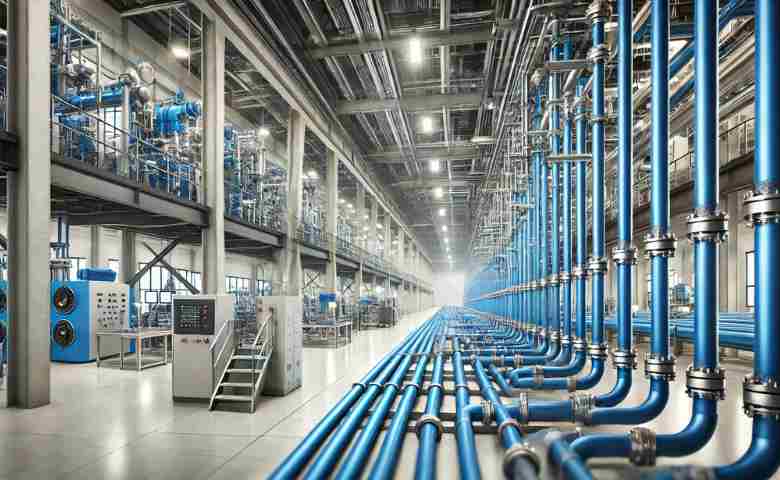 Industrial compressed air piping system promoting sustainability
