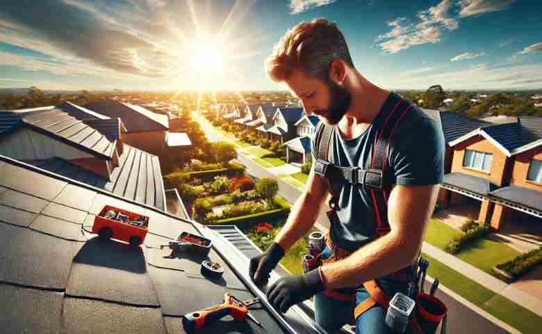 A skilled Eclipse Roofer inspecting and working on a quality rooftop in Victoria.