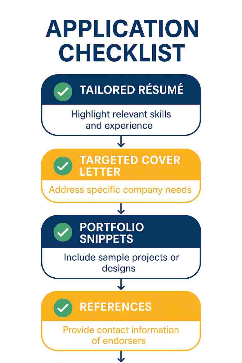 Step-by-step checklist for applying to civil engineering internships.