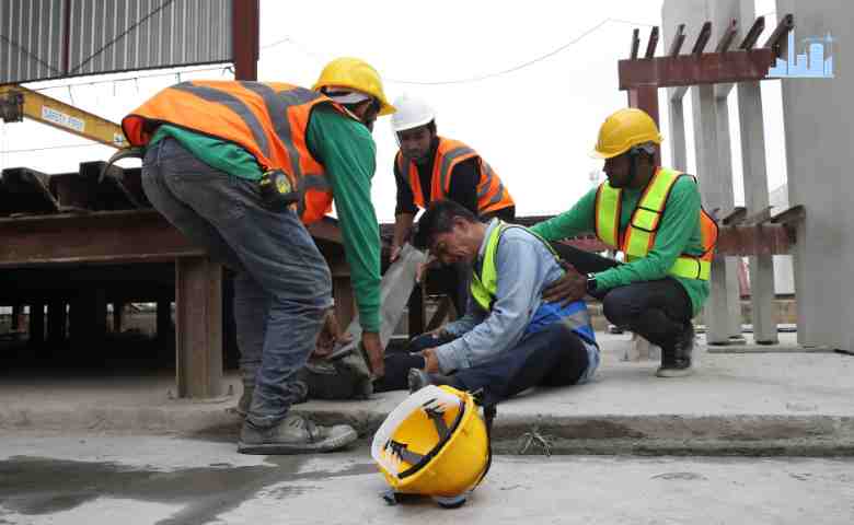 Construction workers following safety protocols on-site