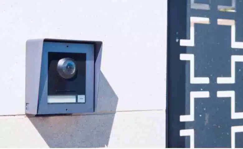 smart home security smart doorbell at a front door