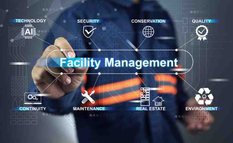 Modern construction site with advanced facility management systems ensuring efficiency.
