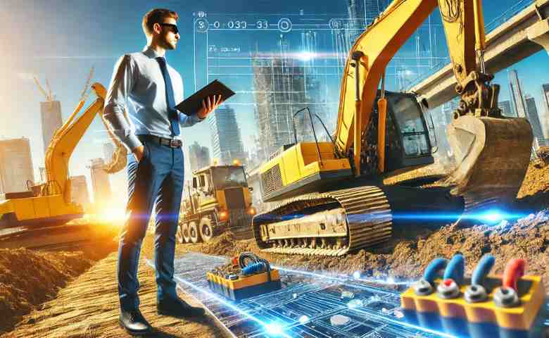Excavating contractor at work on a construction site