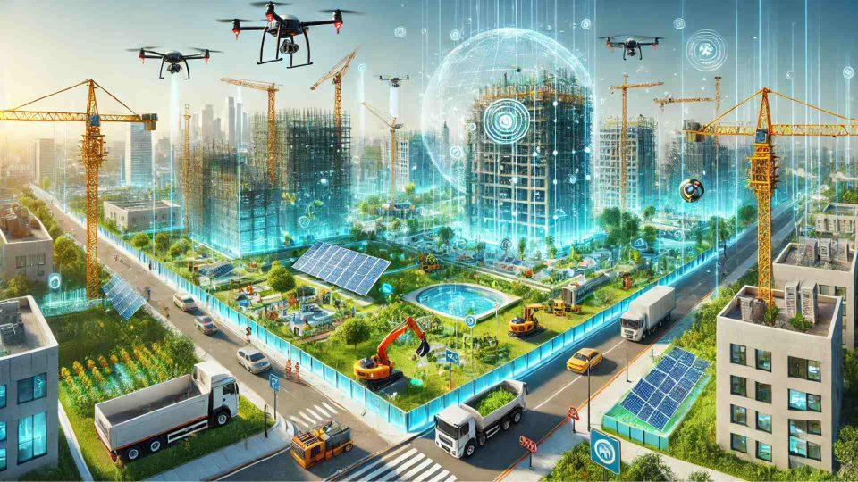 Modern construction site reinstatement with sustainable and digital technology.