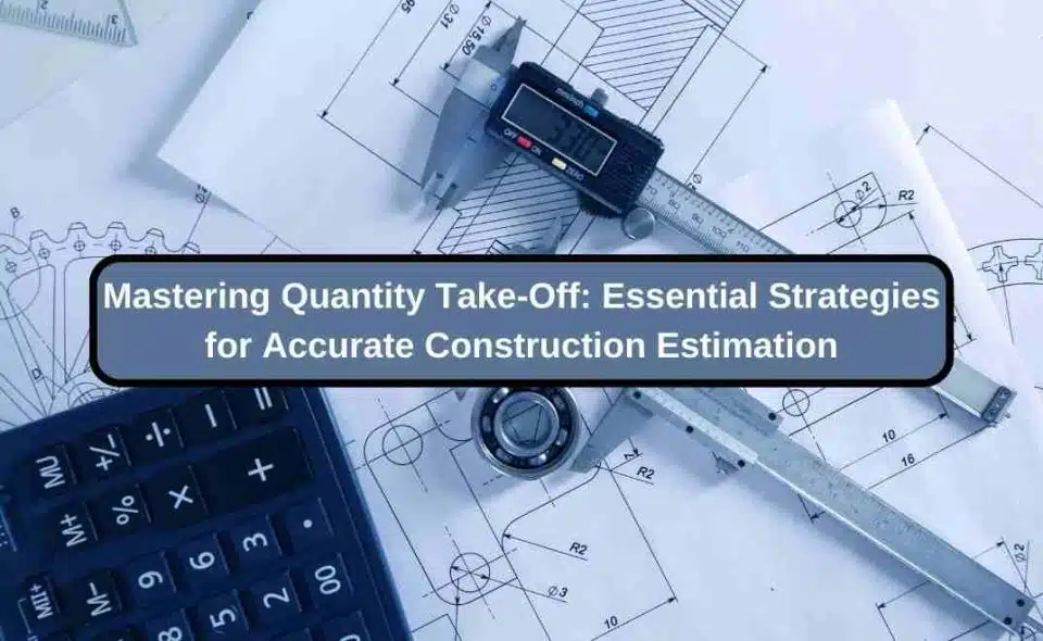 Expert performing quantity take-off using digital tools on a construction blueprint
