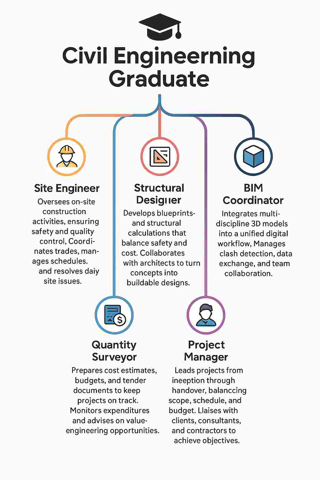Decision tree of civil engineering career options in India