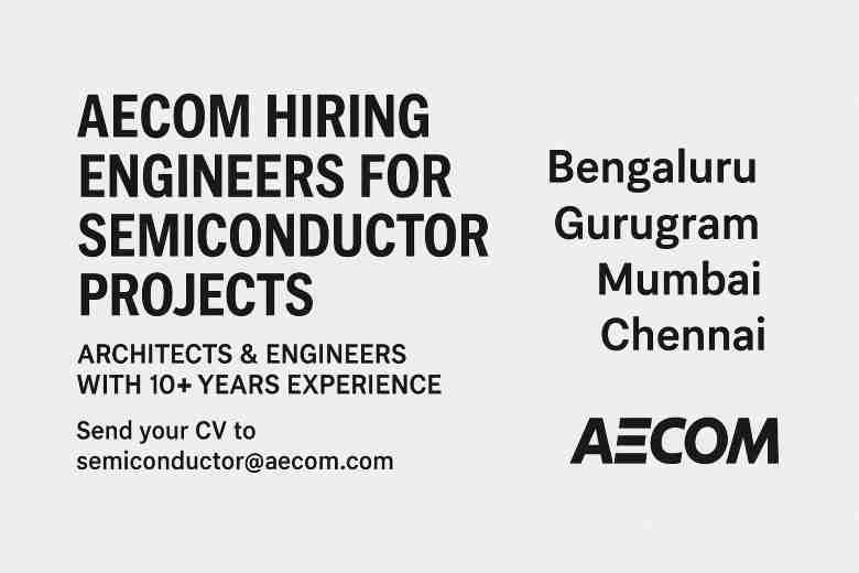 AECOM job advertisement banner for semiconductor engineering roles in India with location details