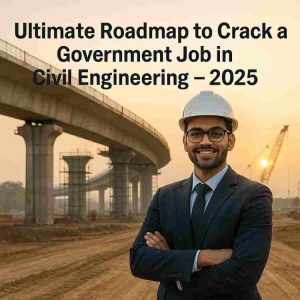 civil engineer on construction site preparing for government job exam 2025