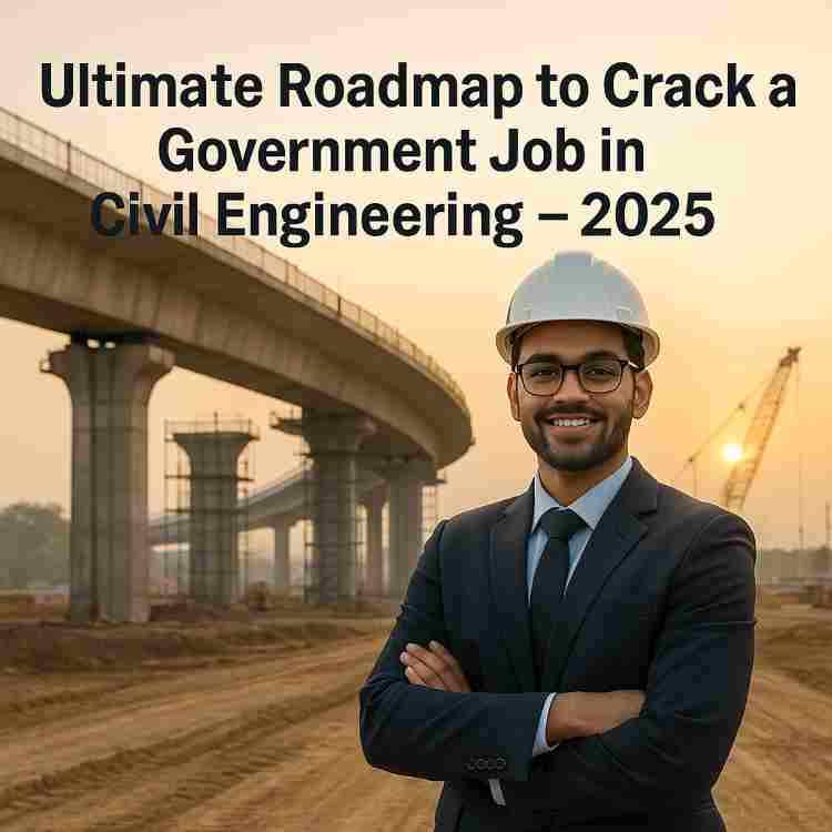 civil engineer on construction site preparing for government job exam 2025